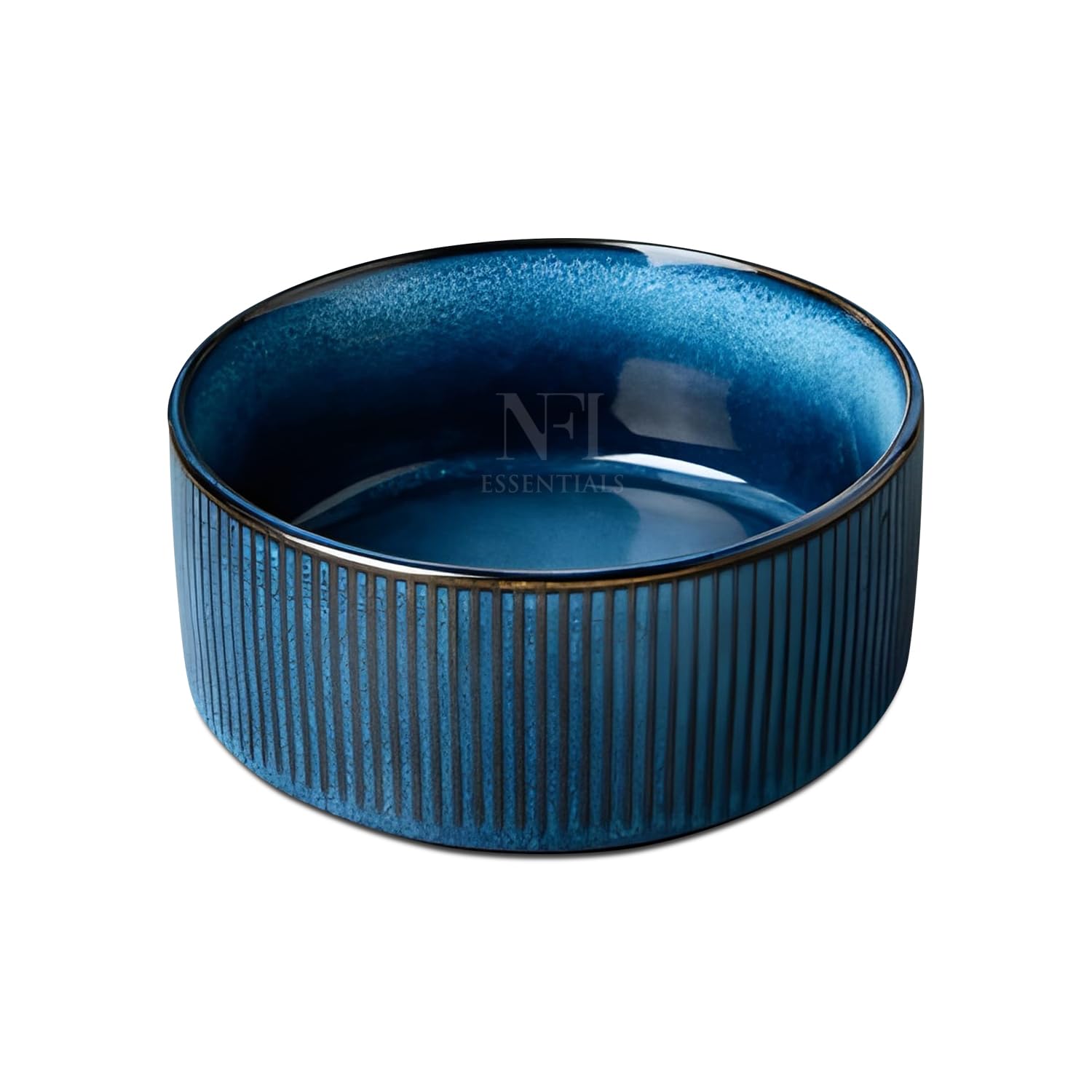 NFI essentials Frontier Ceramic Bowls Perfect for Snack, Side Dishes, Salads Or Desserts Blue Rib-Textured Multipurpose Uses Microwave & Oven Safe Ideal for Gifting & Daily Use (575 ml)-picture-12