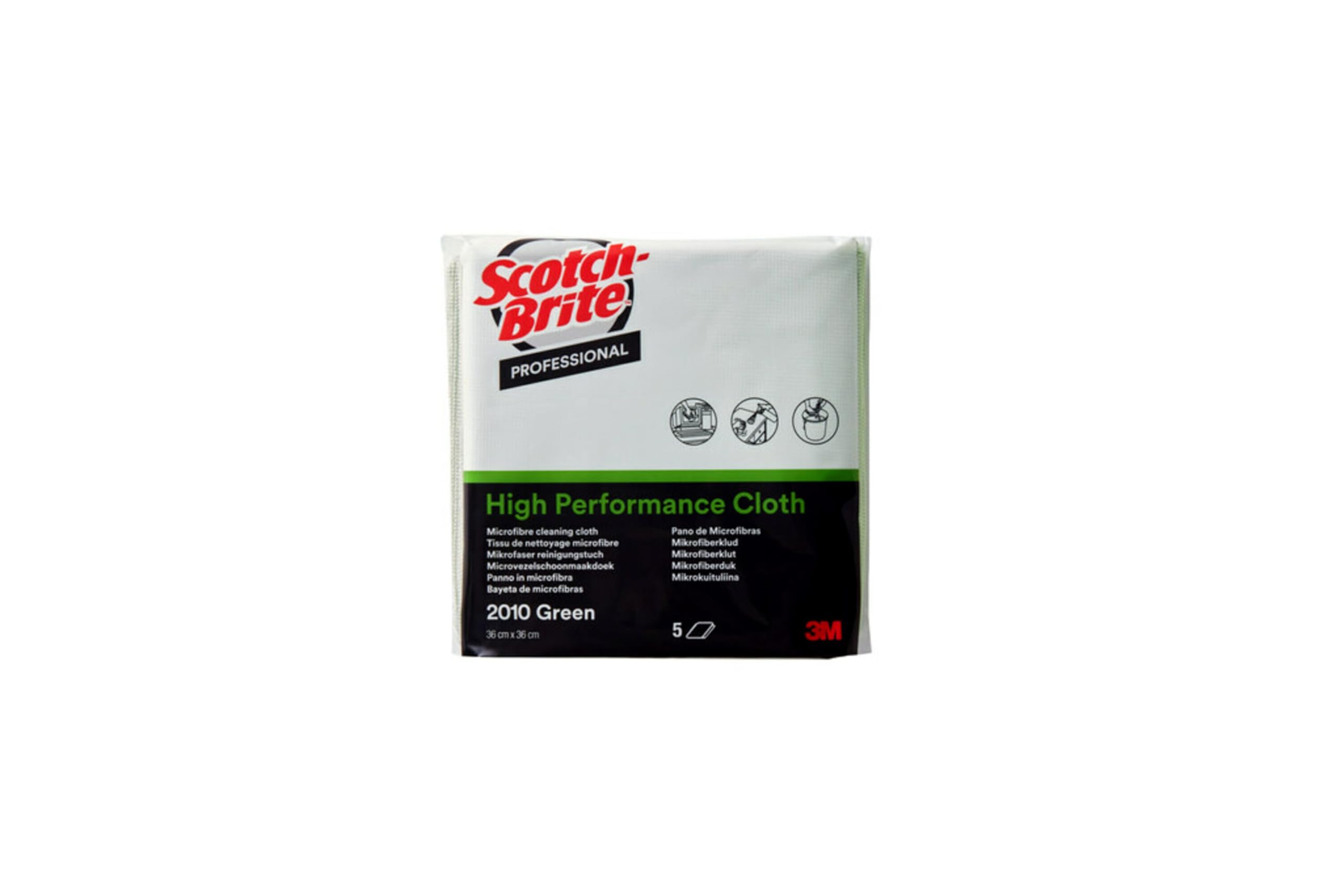 Scotch-Brite Lingettes Microfibre Haute Performance 2010, Vert, 360 mm x 360 mm