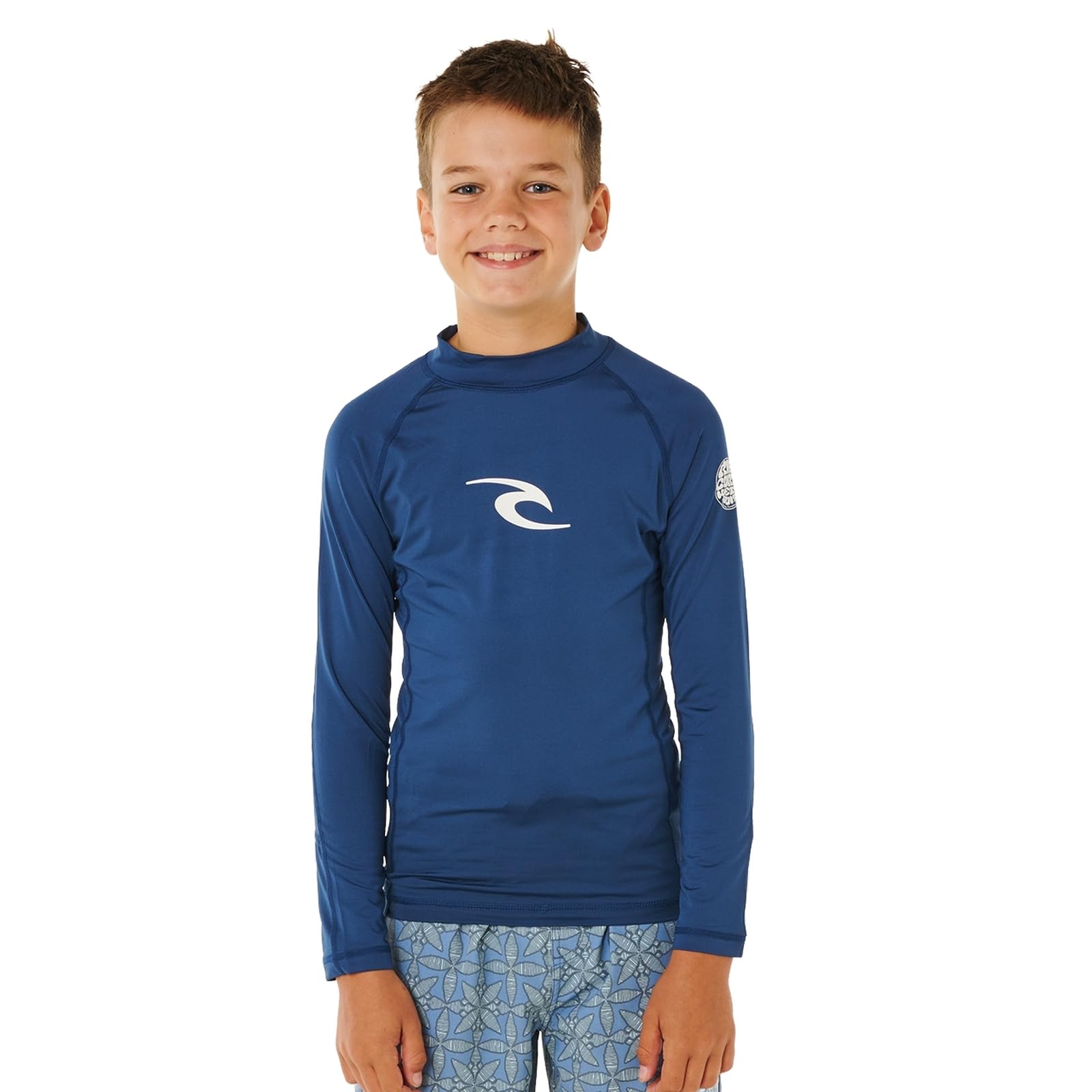 RIP CURL Kids Waves UPF Long Sleeve Rash Vest - Light Navy - 8Y