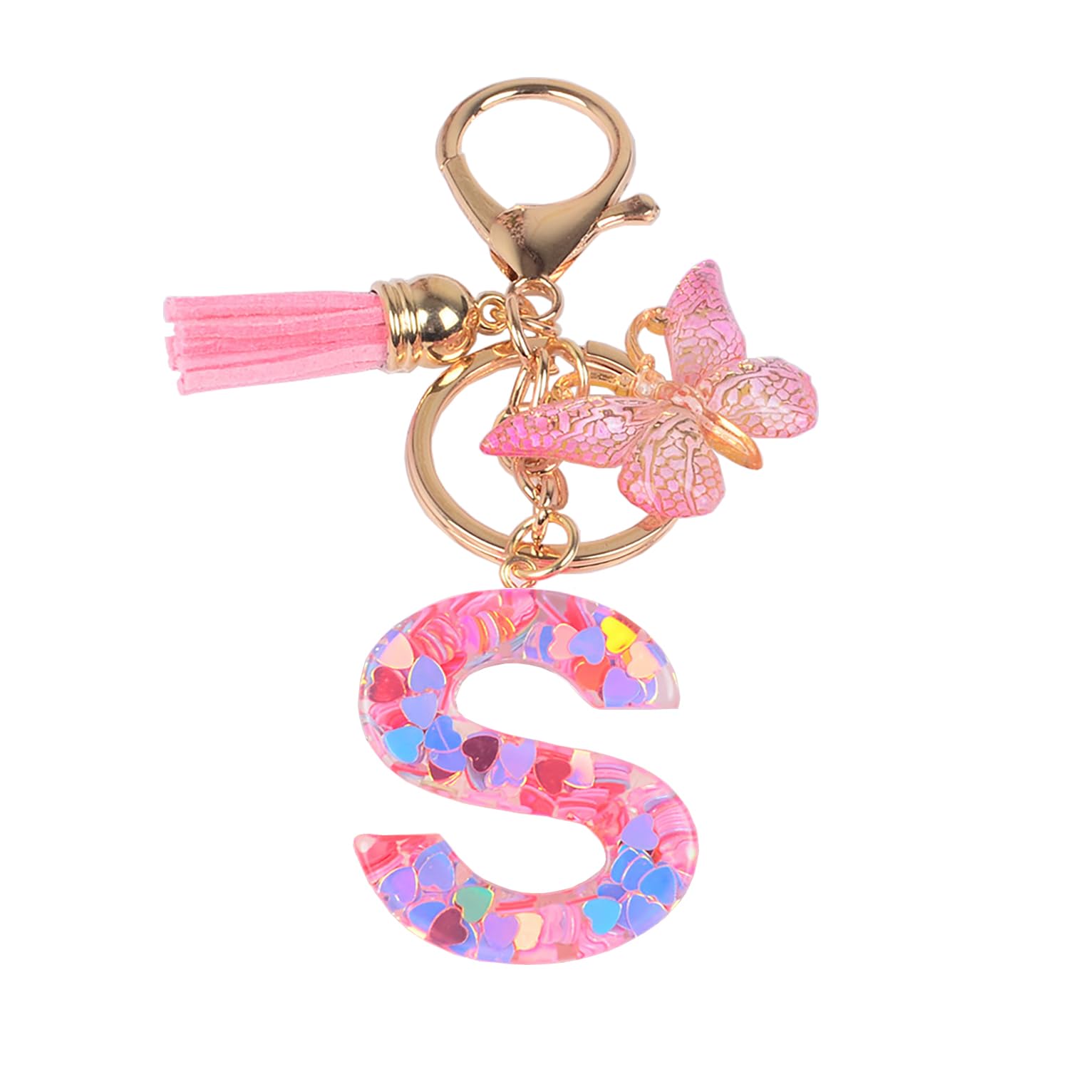 Ypymod Unisex Rosa-S Letter Keychain With Butterfly Pendant And Initials