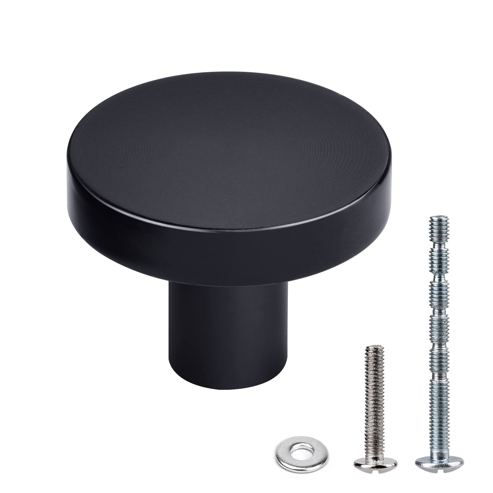 WEAVERBIRD 10 Pack Drawer Knobs Black Knob Handles Black Cupboard Door Knobs Aluminum Alloy Single Hole Cupboard Knob with Screws Round Drawer Pulls Matte Black Door Knob