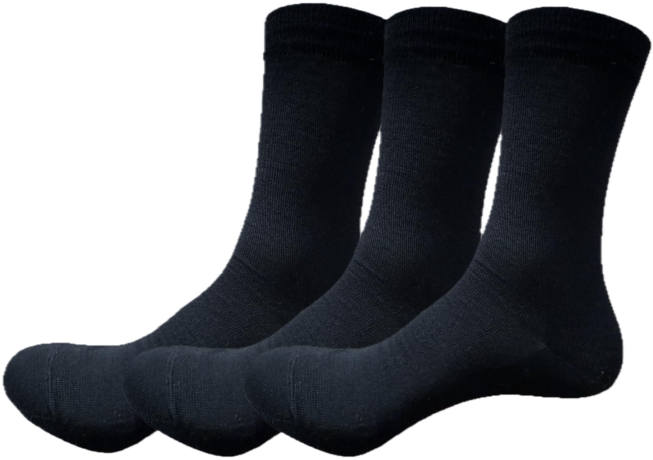 ULLMYS Herren Merino Wollsocken – 98% Naturfasern, davon 80% Merino Wolle für Komfort im Alltag & Business, aus Europa – Schwarz, 3 Paar, Größe 43/46