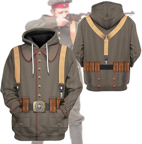 Miniatura 3 de Sudadera con capucha para hombre, con estampado 3D de la Primera Guerra Mundial de la Primera Guerra Mundial de los soldados aleman