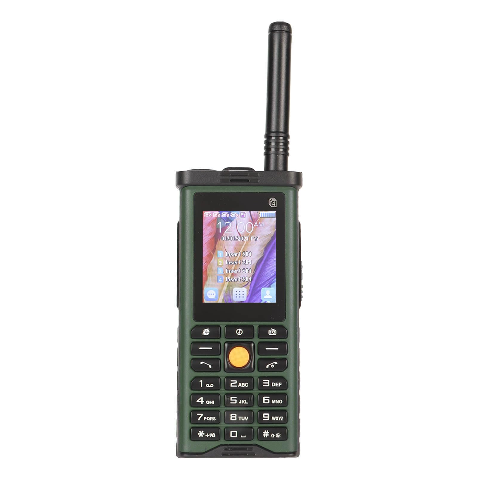 Telefon Komórkowy dla Seniorów, Telefon Komórkowy na 4 Karty SIM Funkcja Latarki Zdejmowany Pręt Anteny do Użytku na Zewnątrz (Zielony)