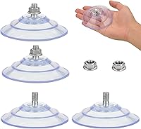 AccEncyc 85mm Large Suction Cups with M8 Screws 4 Pack - Clear PVC Strong Adhesive Holders for Glass, Windows, Bathroom & Car
