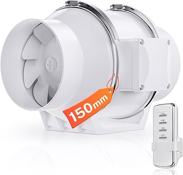 YJHome 150 mm Inline Pipe Fan with Speed Controller 540 m³/h