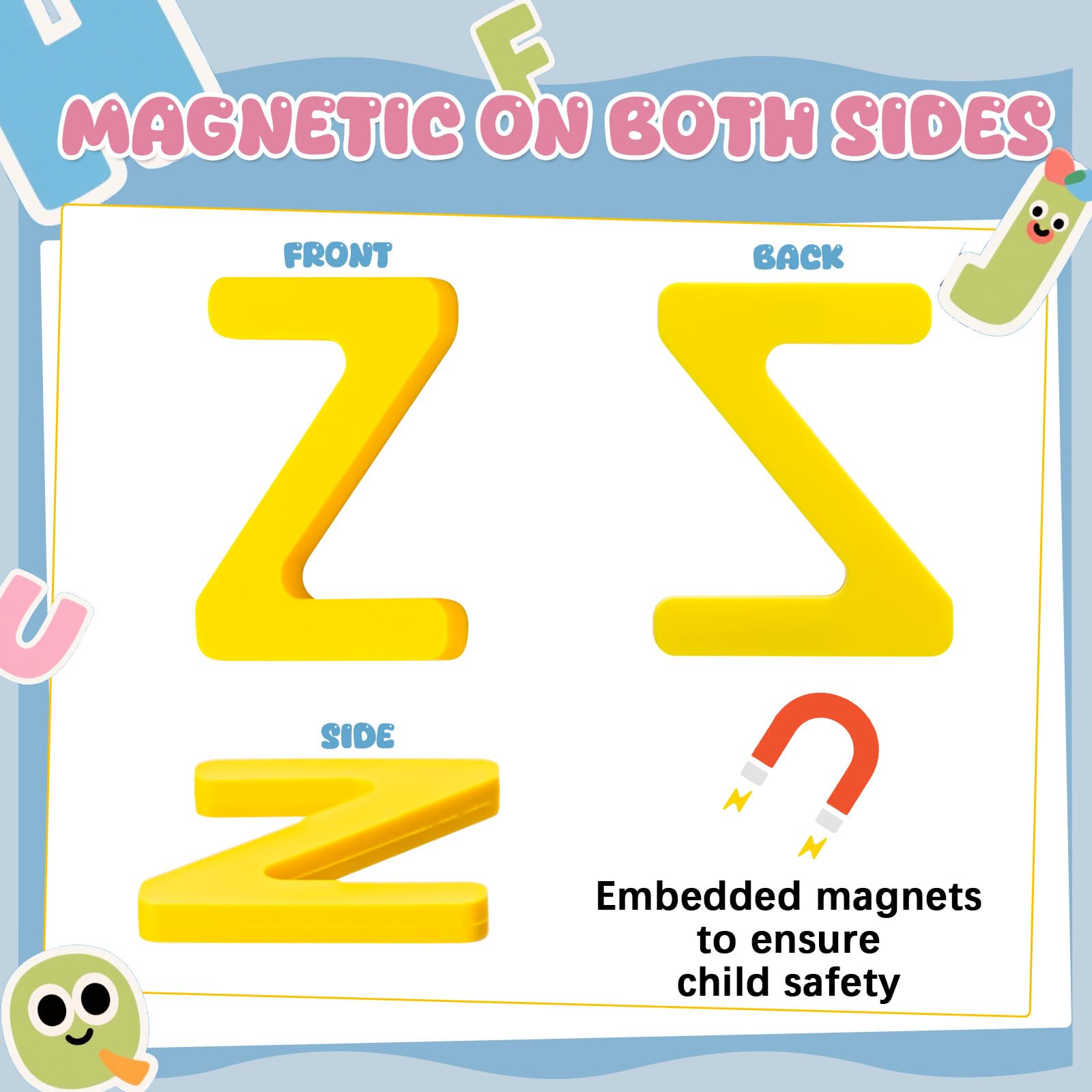 VioraWhite 26 PCS Food-Grade Silicone ABC Magnetic Alphabet Letters Kit Educational Alphabet Fridge Magnets for Toddlers 1-3 - Magnetic Letters Classroom Learning with Storage Box(Macaron)