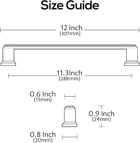 Miniatura 2 de Alzassbg Paquete de 10 tiradores de gabinete negro mate, 11-13 pulgadas, manijas de gabinete centrales, accesorios de cocina para armarios y