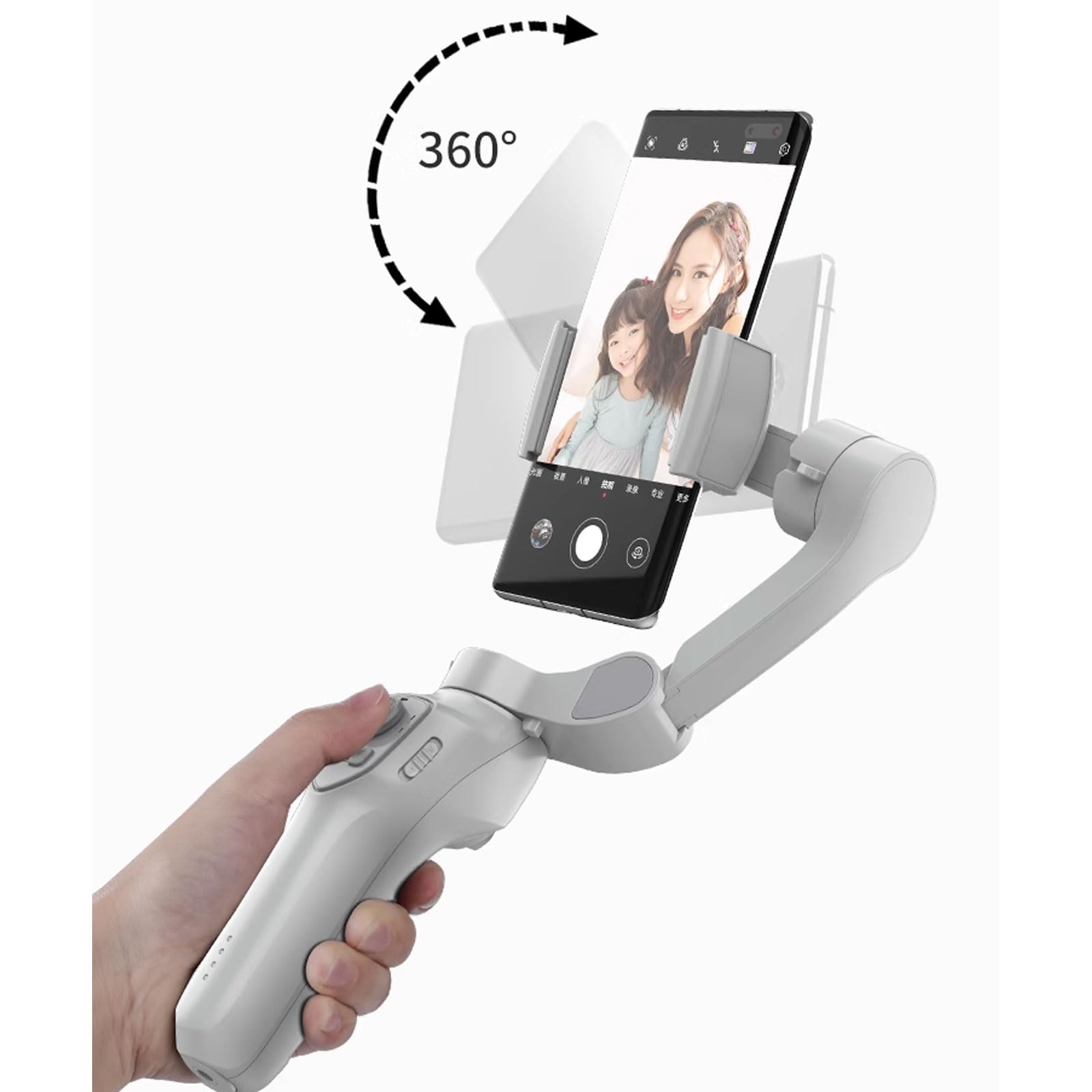 Stabilizzatore gimbal per smartphone per registrazione video a 4 assi per Android e smartphone con modulo di tracciamento, luci a LED, kit vlogging, portatile e pieghevole