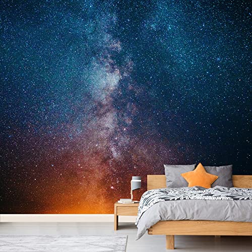 Signford Removable Wall Sticker/Wall Mural Blue Orange Milky Way Star Galaxy Astronomy & Space Astronaut Digital Art Realism Decorative Scenic Colorful For Living Room, Bedroom, Office - 66X96 Inches #TOP2