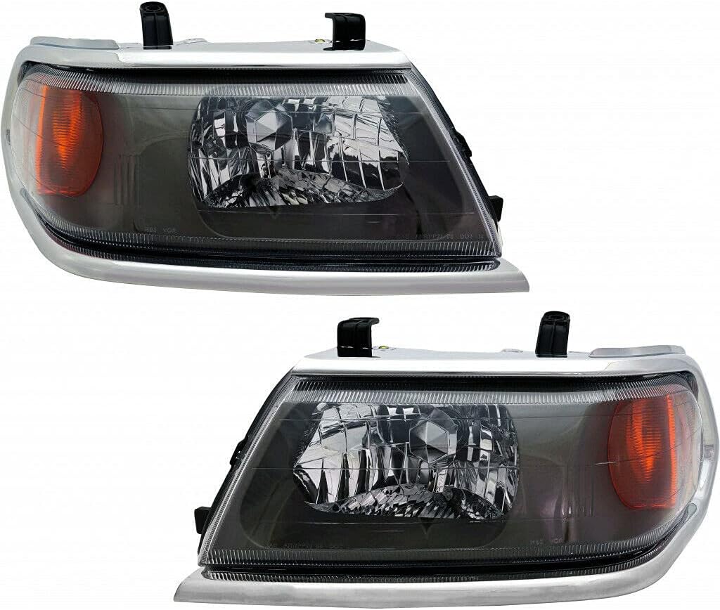 CarLights360 For 2000 01 02 03 2004 Mitsubishi Montero Sport Pair Headlight Driver and Passenger Side W/bright Bezel | MI2502121 MI2503121 For MR566767 MR566768