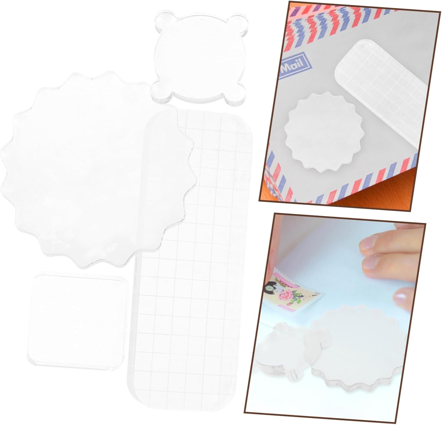 STOBOK 4pcs Acrylic Stamping Blocks for DIY Crafting Stamp Accessory Lines for Accurate Impressions for Card Making and Scrapbooking