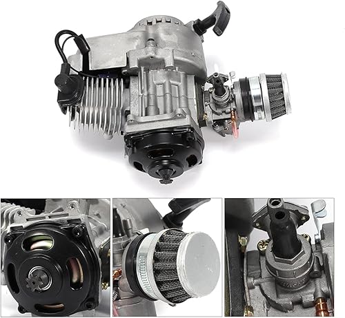 Miniatura 3 de Kit de motor de gasolina de arranque de 49 CC de 2 tiempos, mini motor para mini motos de 47 CC 49 CC, mini ATV Dirt Bike Scooter, con carburador de