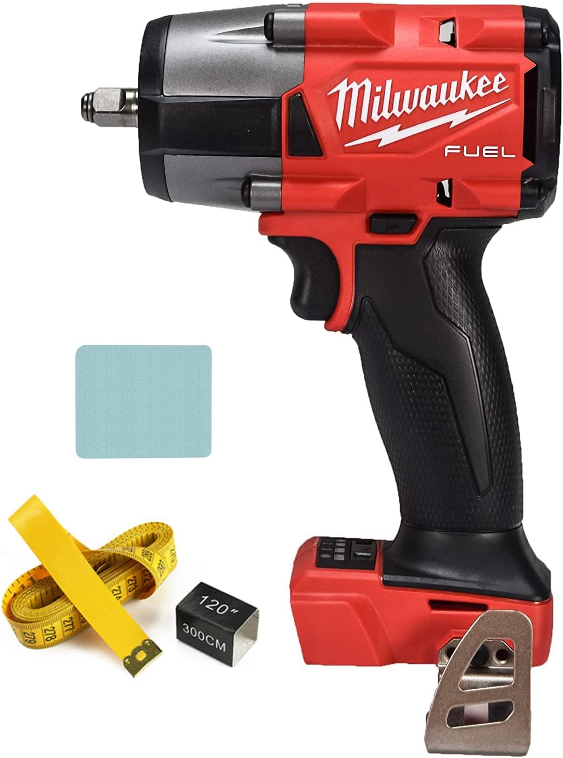 Milwaukee M18 18V Fuel 3/8'' Brushless Cordless Mid-Torque Compact Impact Wrench Bare Tool + Accessories, Black & Red