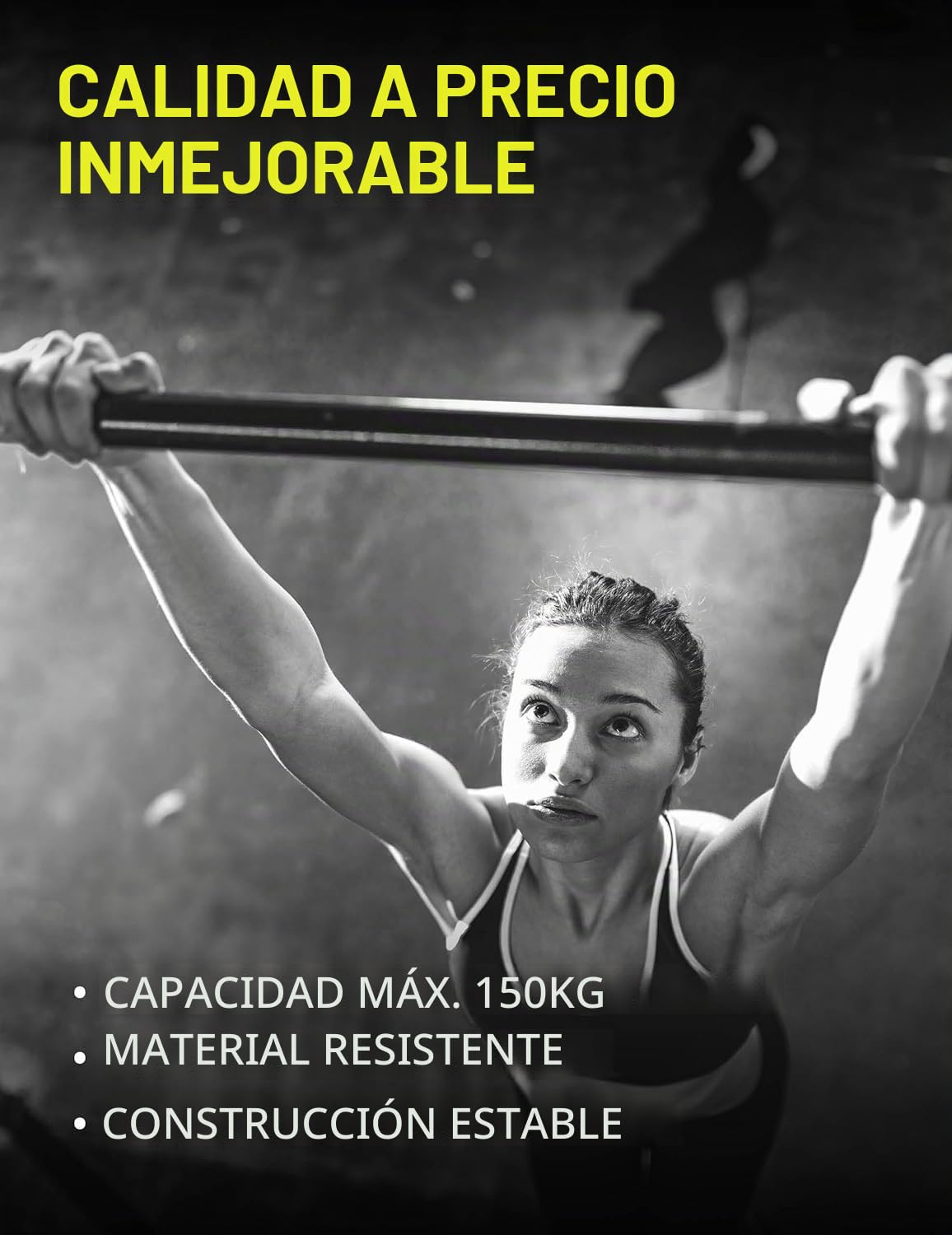 SPORTINATOR® Barra de dominadas para montar en el marco de la puerta para el gimnasio en casa. Longitud de 60 a 102 cm, compacta, segura y rápida, sin taladrar, soporta hasta 150 kg