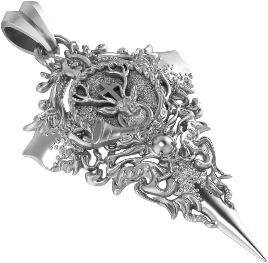 925 Sterling Silver Deer Head with Cross Pendant Christian Jewelry