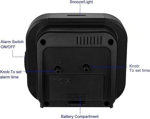 Miniatura 7 de Reloj despertador fuerte, números grandes legibles para personas mayores, despertador analógico de 4.3 pulgadas para dormitorios y hogar, funciona