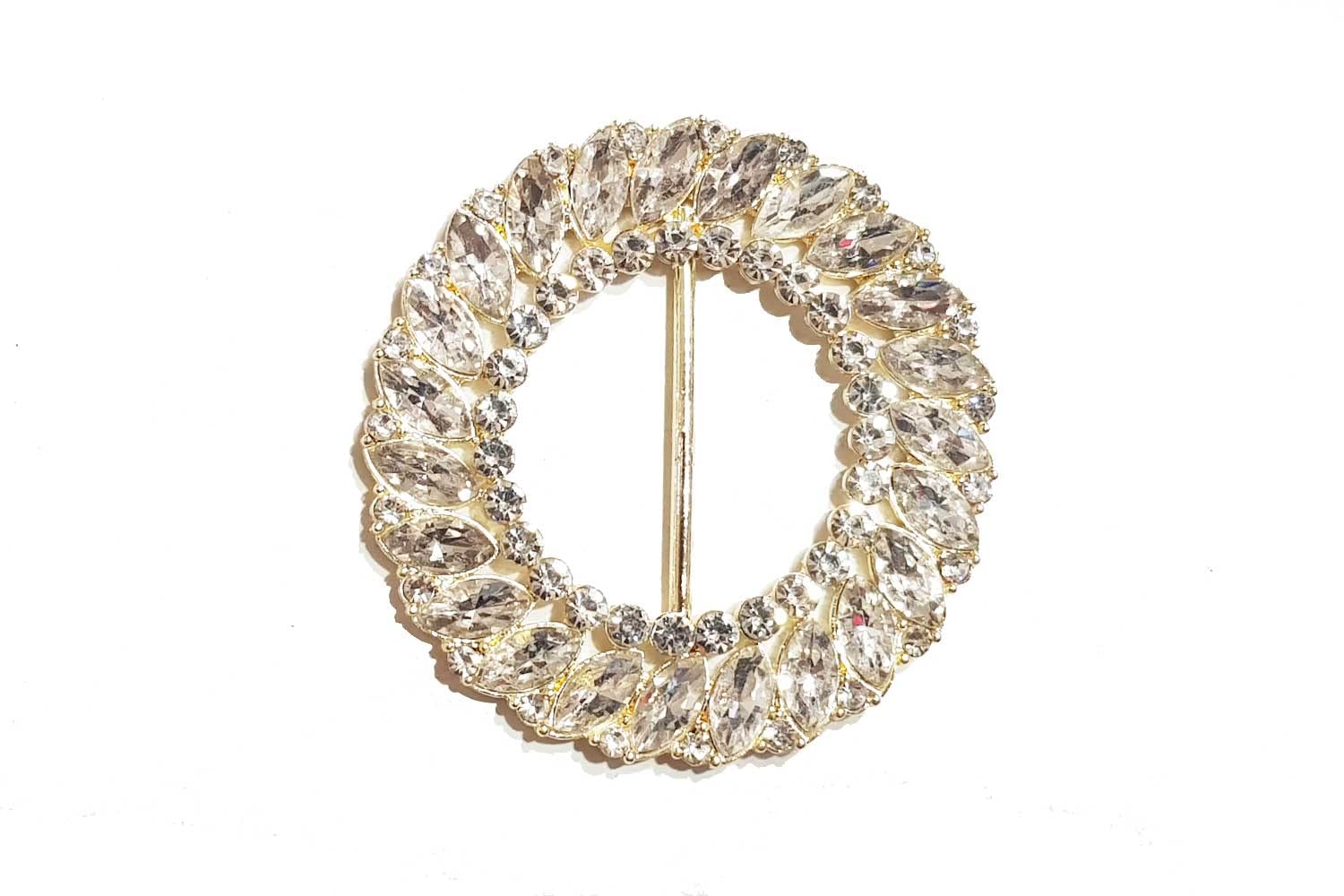 Mohan Shoppe Round shape Stone Work Fancy Buckle , Belt Buckles, on dresses, decorating different craft items, Scarf Stone Buckle Clips, footwear items Pack Of 1 piece