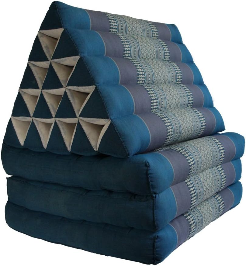 Foldout Triangle Thai Cushion Three Fold Jumbo Size, Blue