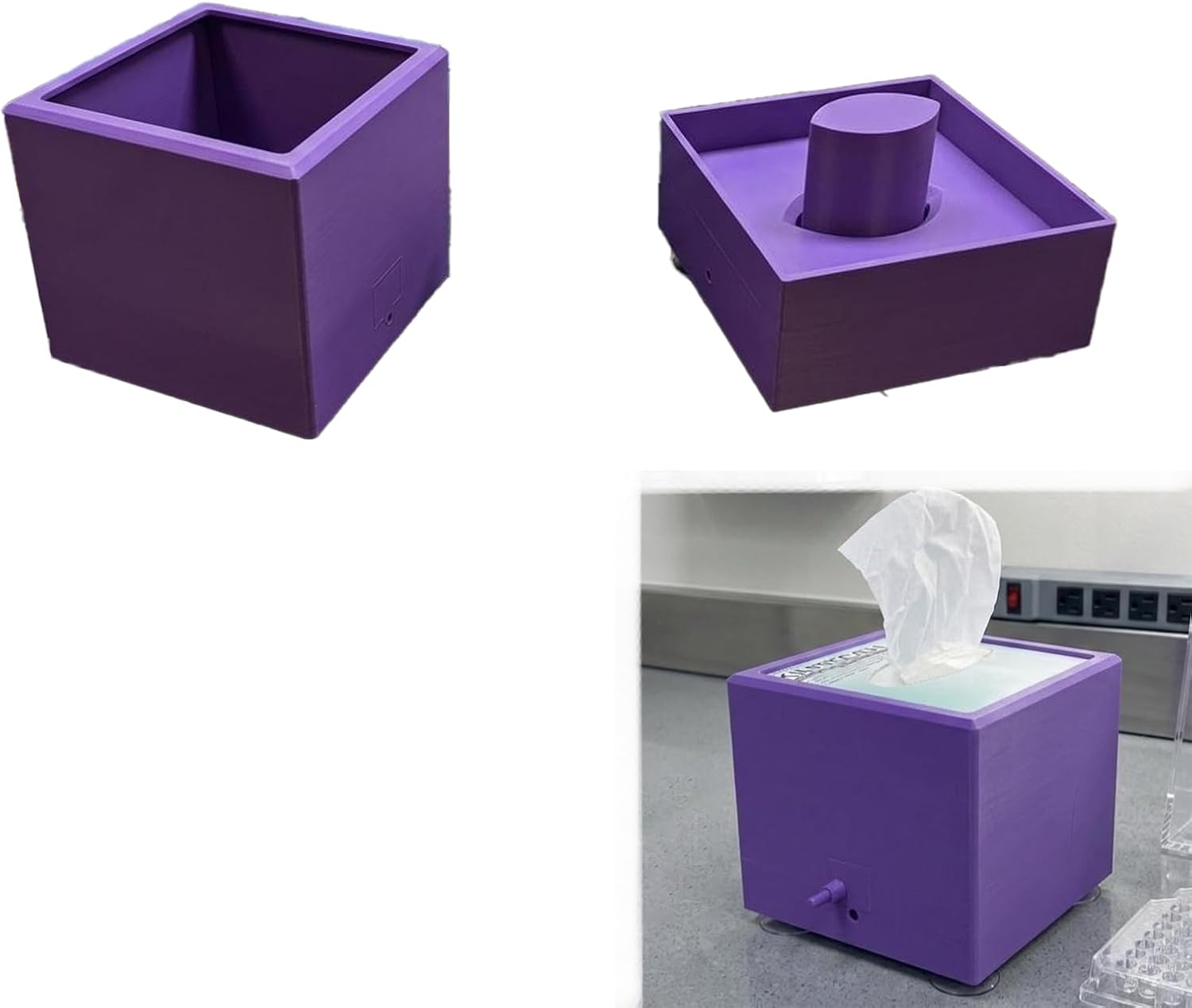 Lab Wipe Dispenser with Spring Lift Platform - One-Handed Tissue Box Holder for 4.4 x 8.4 Inch Standard Lab Wipes, Removable Suction