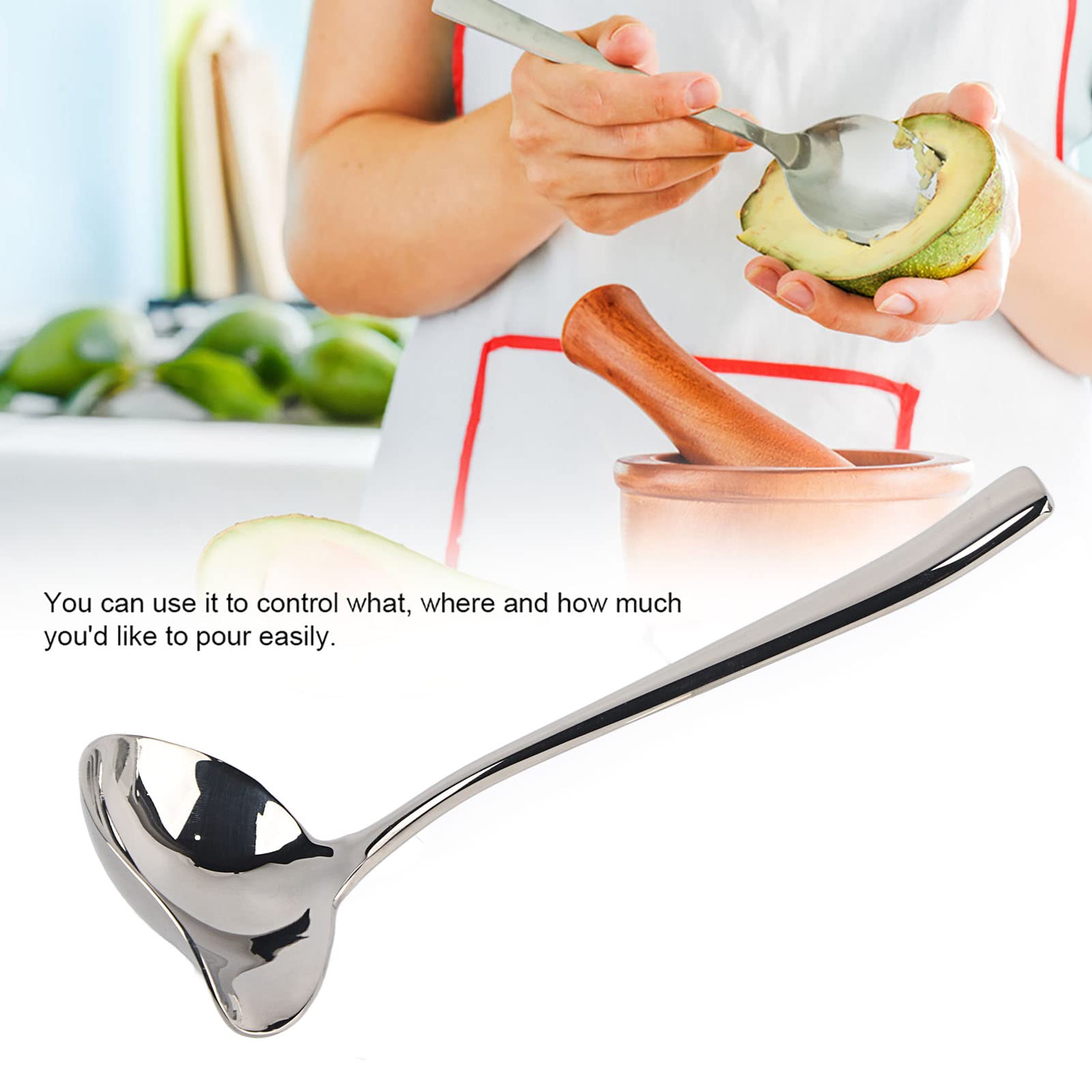 Yuecoom Drizzle Spoon,Stainless Steel Sauce Drizzle Spoon with Spout Sugar Spoon Cooking Utensil Tool,Gravy Spoon Mini Gravy Ladle Drizzle Spoon Sauce Ladle