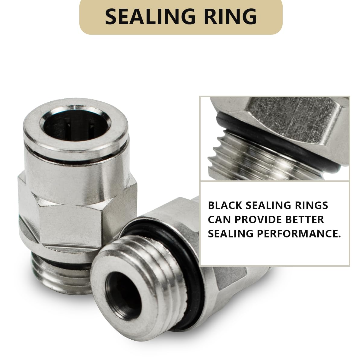 Bwintech 5 pezzi 6mm tubo OD x 1/8" BSP filettatura maschio con O-Ring dritto in ottone nichelato spingere per collegare il raccordo pneumatico push lock