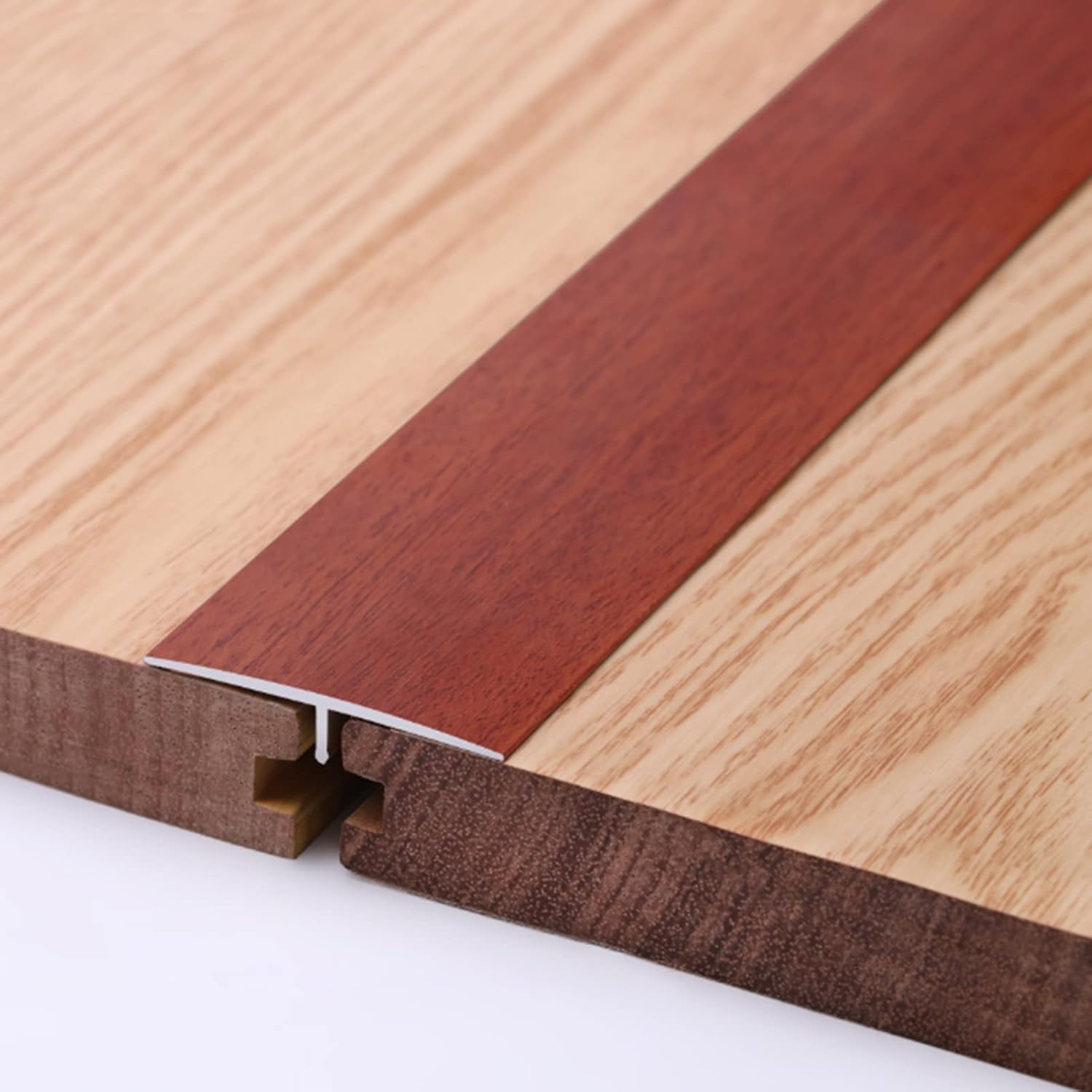4cm Wide Transition Strip Flat Wood Grain Threshold Strip for Floors of Equal Height Edge Trim Strip of Durable and Waterproof mats (Style 3)