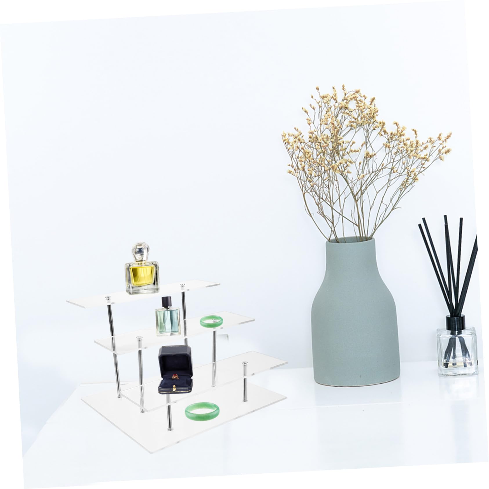 SOLUSTRE Espositore Cosmetici Acrilico a 3 Livelli a Gradini