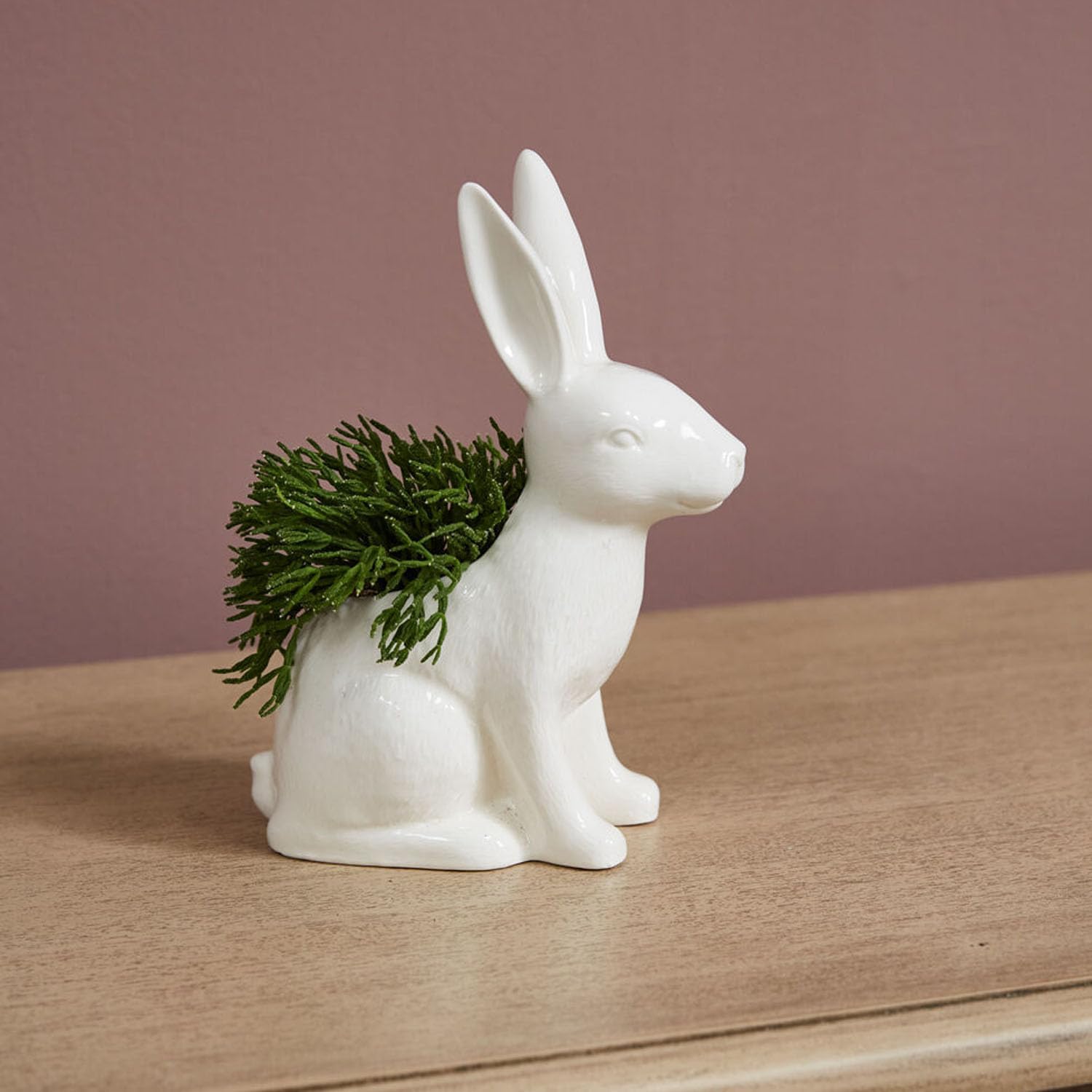 Accent Decor Garden Bunny Rabbit 7-3/4" Tall Ceramic Planter, White