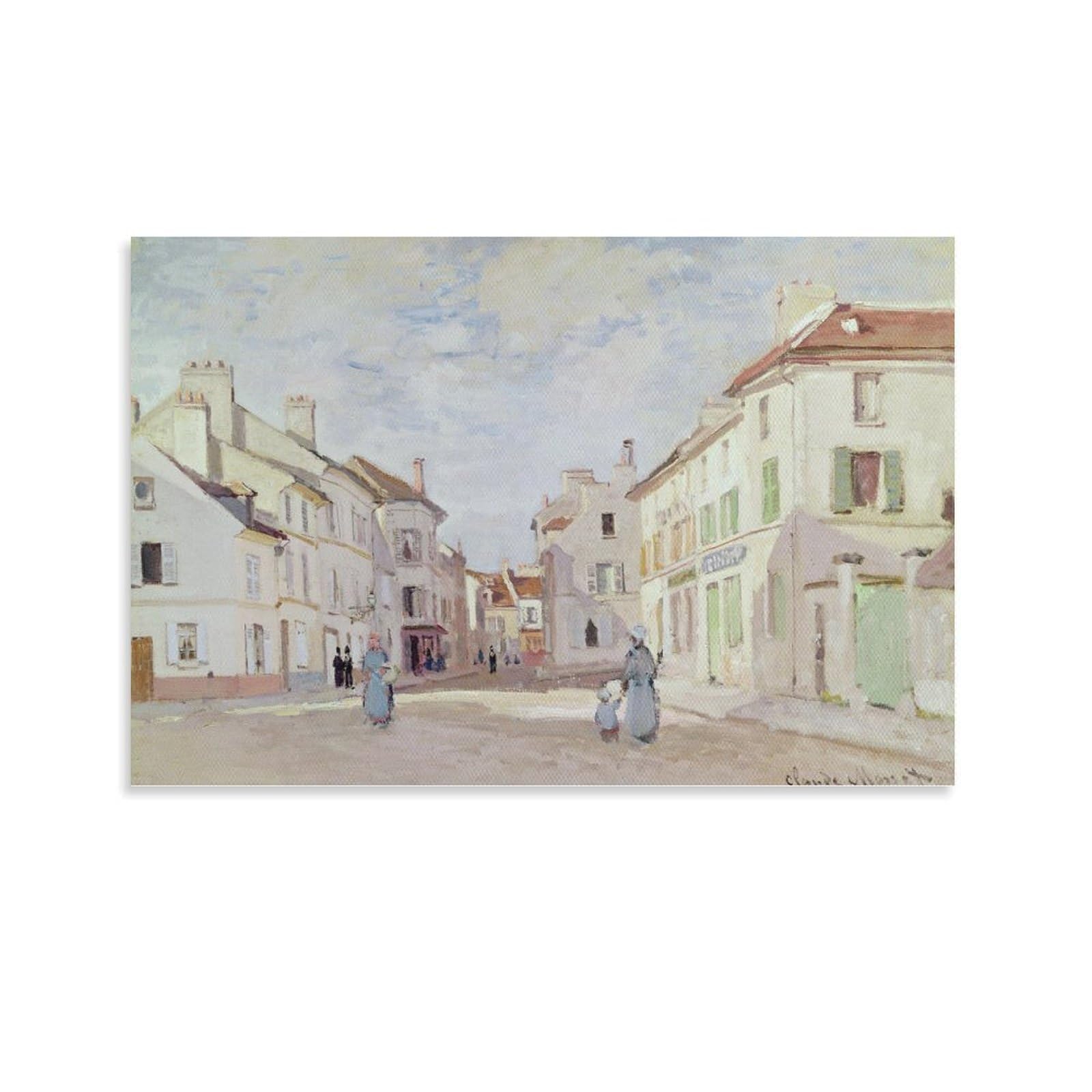 Rue De La Chaussee at Argenteuil by Claude Monet Wall Art Prints Poster Artworks Picture Print Poster Wall Art Painting Canvas Decor Home Posters 12x18inch(30x45cm)