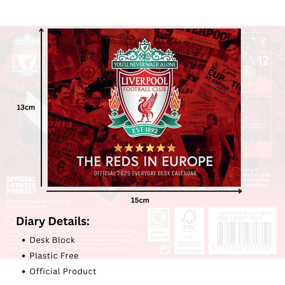 Liverpool FC Desk Block Calendar 2025: Original Danilo-Tagesabreißkalender [Kalendar]