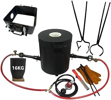 16KG35LBs Large Capacity Propane Smelting Furnace Kit for Metal Melting with 2-Part Sand Casting Flask Mold Frame