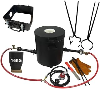 16KG(35LBs) Large Capacity Propane Smelting Furnace Kit for Metal Melting with 2-Part Sand Casting Flask Mold Frame