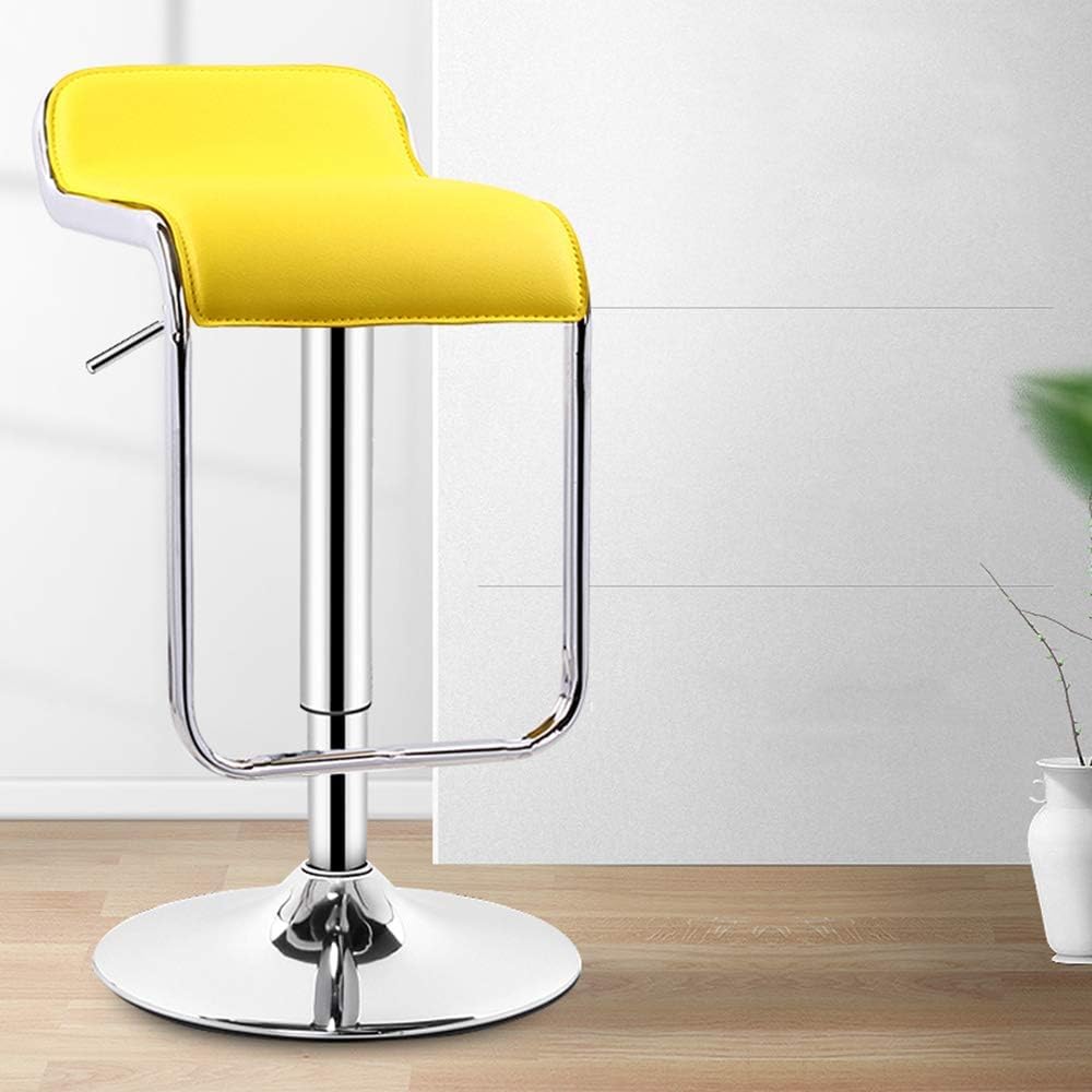 Chaise de bar réglable noire et jaune en cuir PU pour cuisine