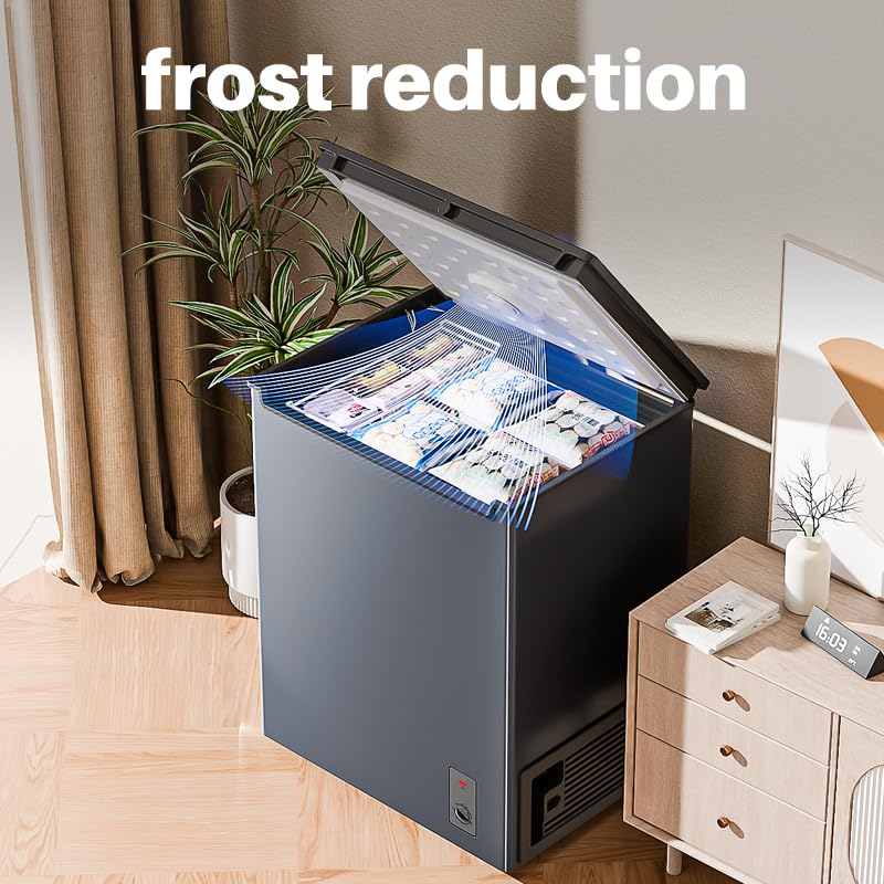 Image of 2.0 Cu.ft Small Chest Freezer, Top Door, Metal, Mini Deep Freezer,Freestanding with Removable Basket, for Home Kitchen Office (BLACK, 2.0Cu.ft)