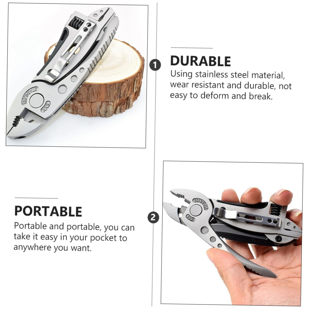 Uonlytech 2pièces Multi-tool Pliers Inox Portables Compactes Et Polyvalentes Pour Camping Et Bricolage Pinces Robustes Acier Résistant Faciles à Transporter Poche Boîte à Outils