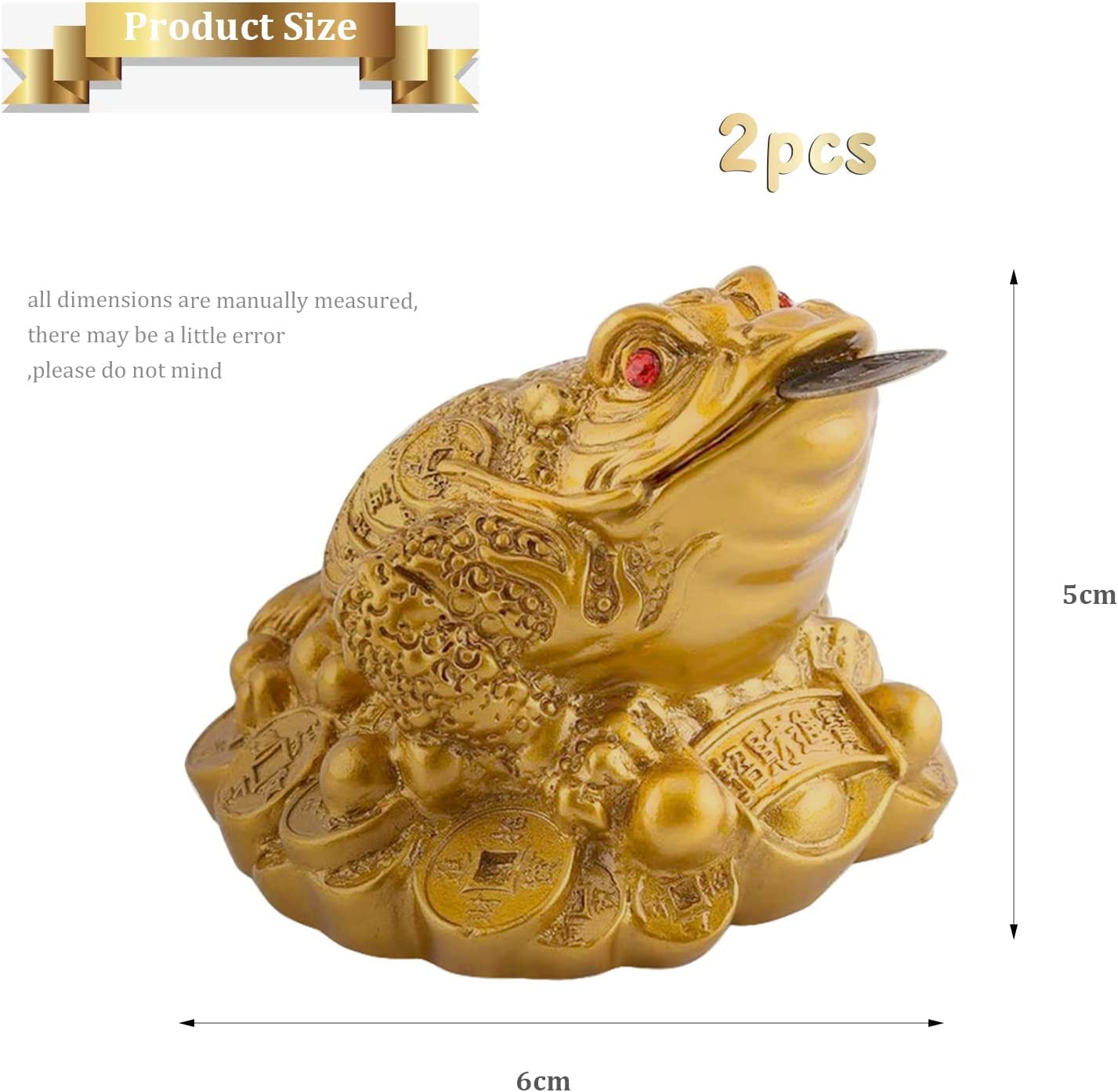 Rana Portafortuna Feng Shui Con Moneta - Resina Dorata, 6x6x5 Cm, Simbolo Prosperità - Foto 11