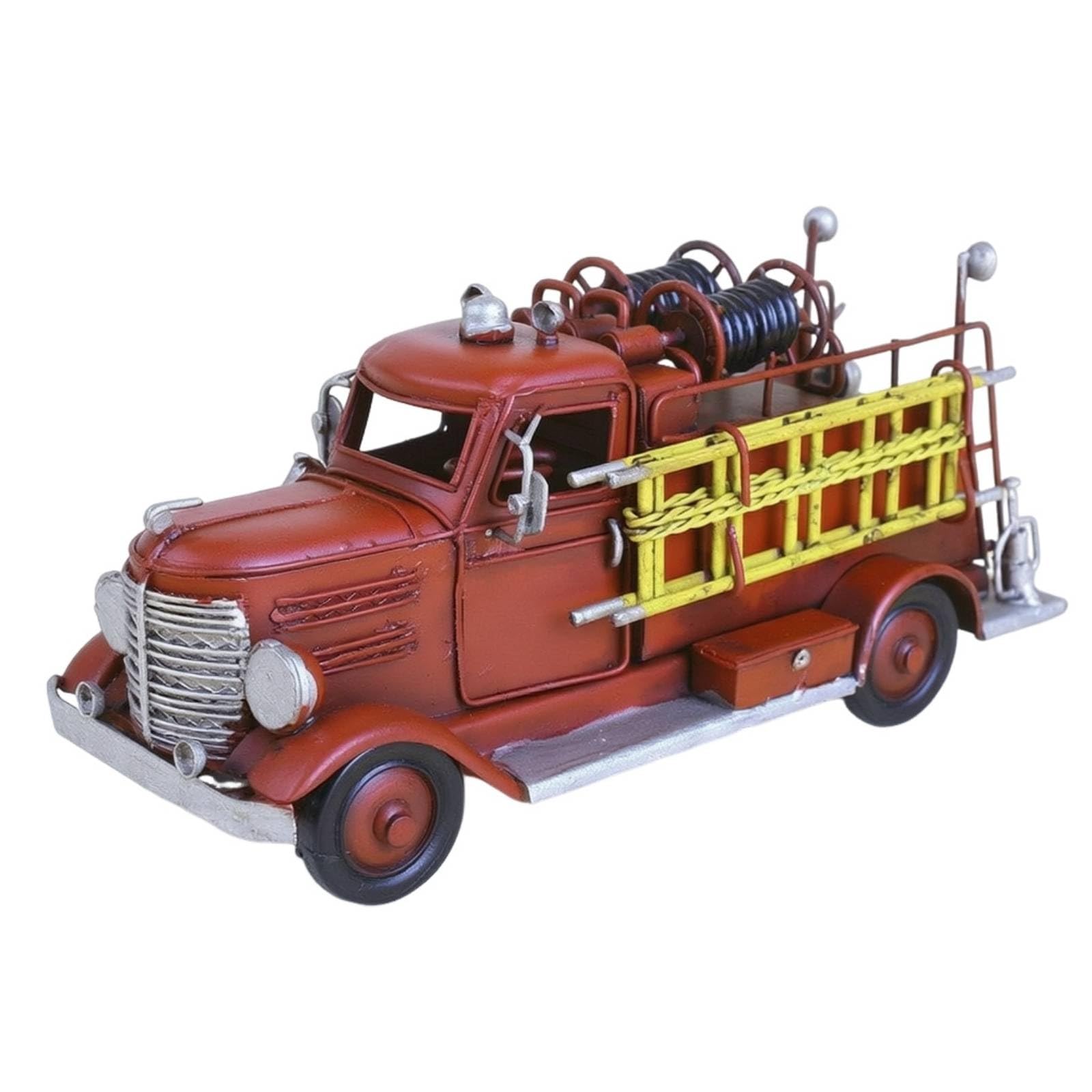 Modellino di Camion Dei Personale di Emergenza Retrò Autopompa in Miniatura Artigianale Veicolo per Collezionisti