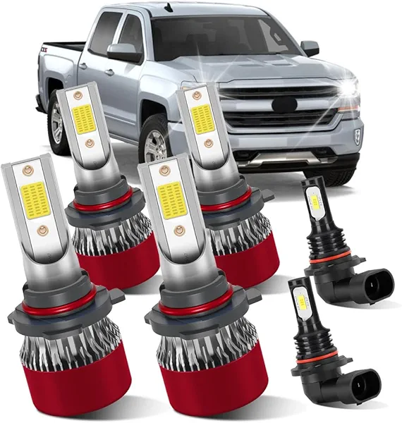 LSLIGHT LED Light Bulbs Fit for Chevrolet Silverado 1500 2500 3500HD 2003 2004 2005 2006 9005 High Beam 9006 Low Beam 9145 Fog Light Bulbs Plug and Play Brightness 6500K 6PCS/1PACK