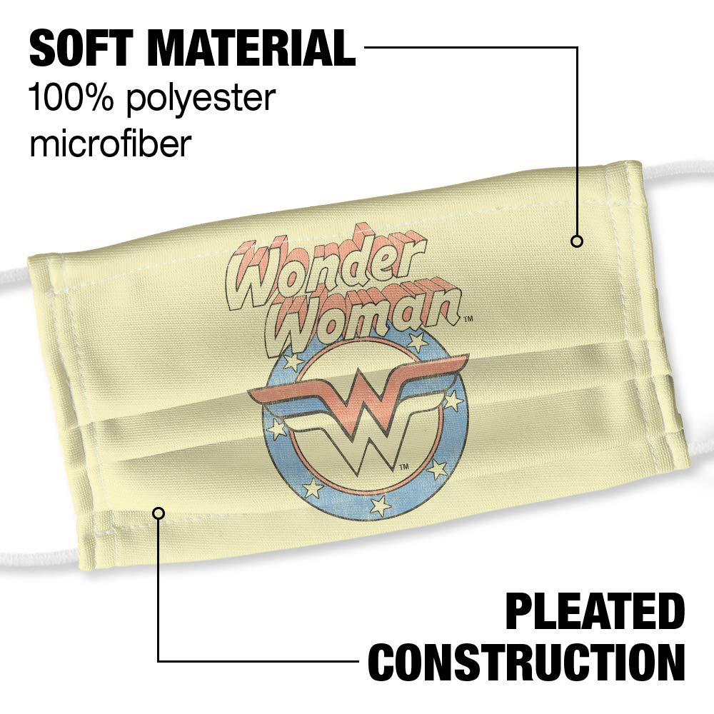 Popfunk Wonder Woman Faded Wonder 1-Ply Reusable Face Mask Covering with Adjustable Nose Wire, Unisex