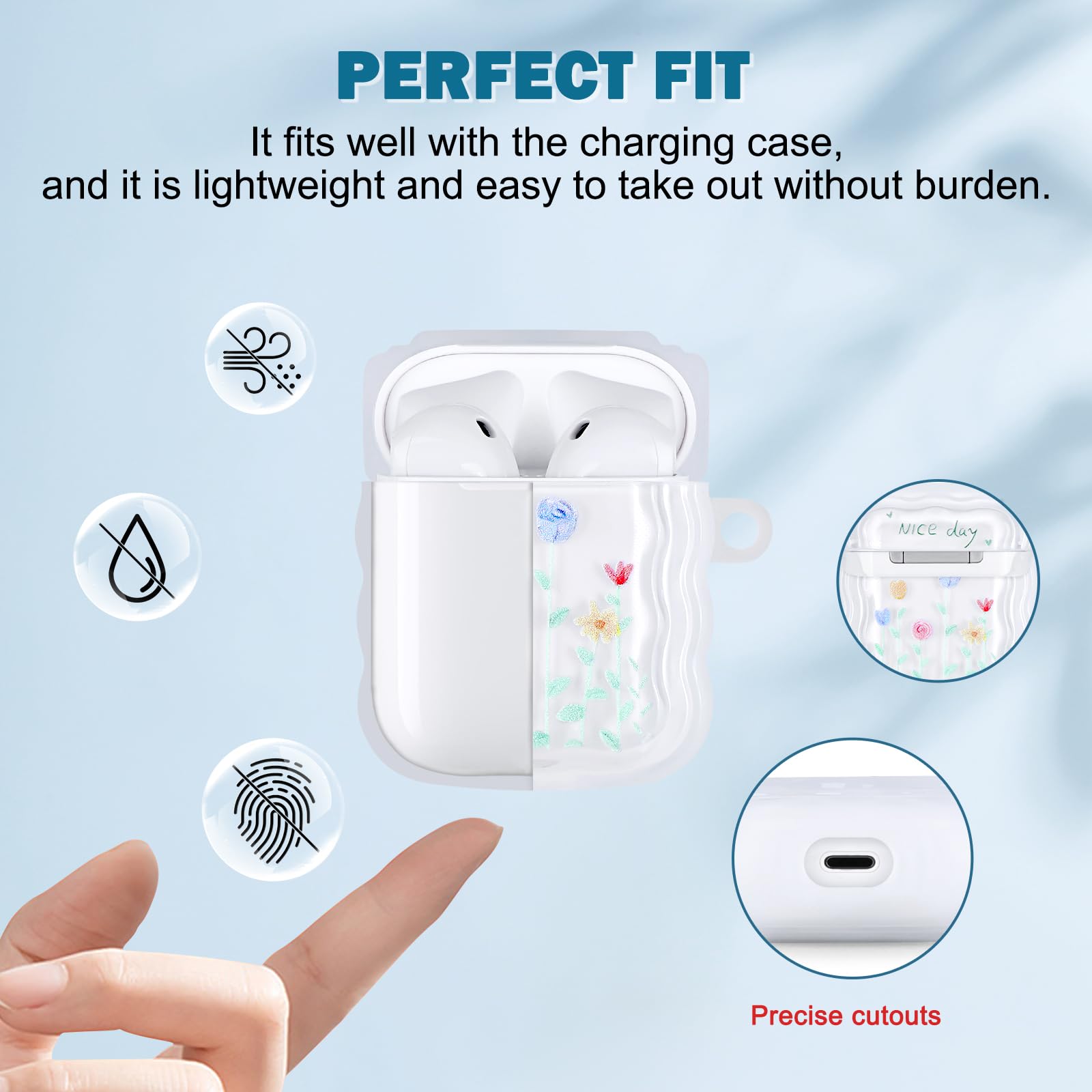 Newseego Coque Airpods 2 Et 1, Jolies Fleurs Sculptées Coque