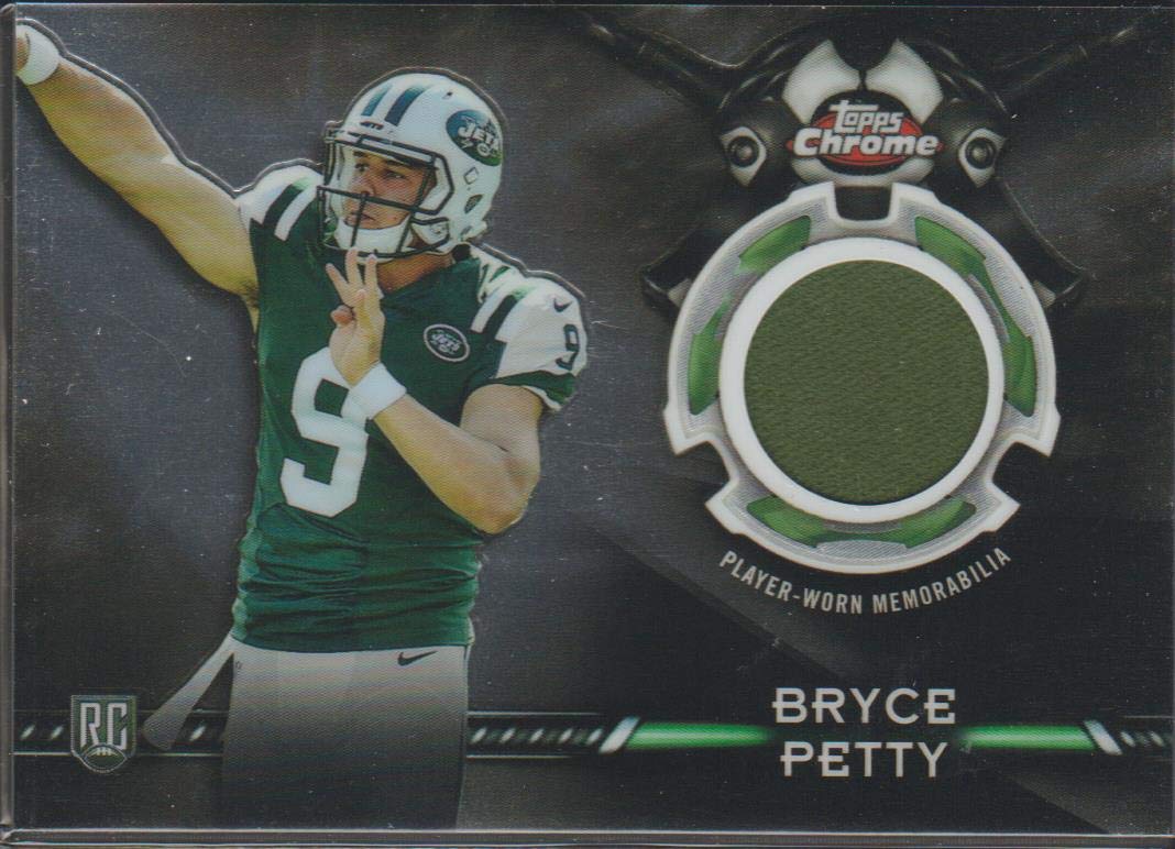 2015 Topps Chrome Bryce Petty Jets Rookie Jersey Football Card #TCRR-BPE : Collectibles & Fine Art