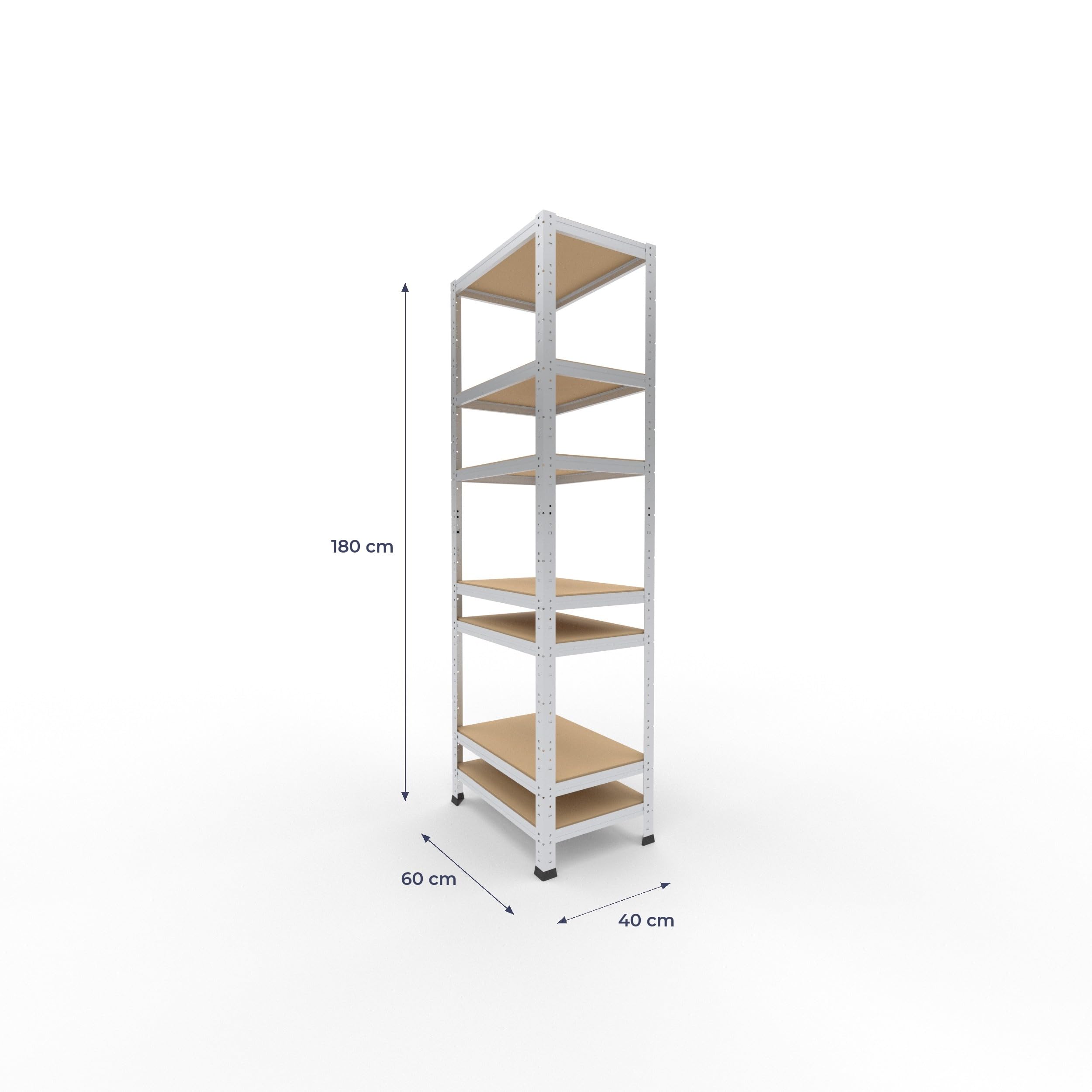 shelfplaza Home 180x40x60cm Schwerlastregal verzinkt mit 7 Böden x 125kg | Kellerregal · Lagerregal · Metallregal · Regale für Kellerraum · Steckregal · Abstellraum Regal