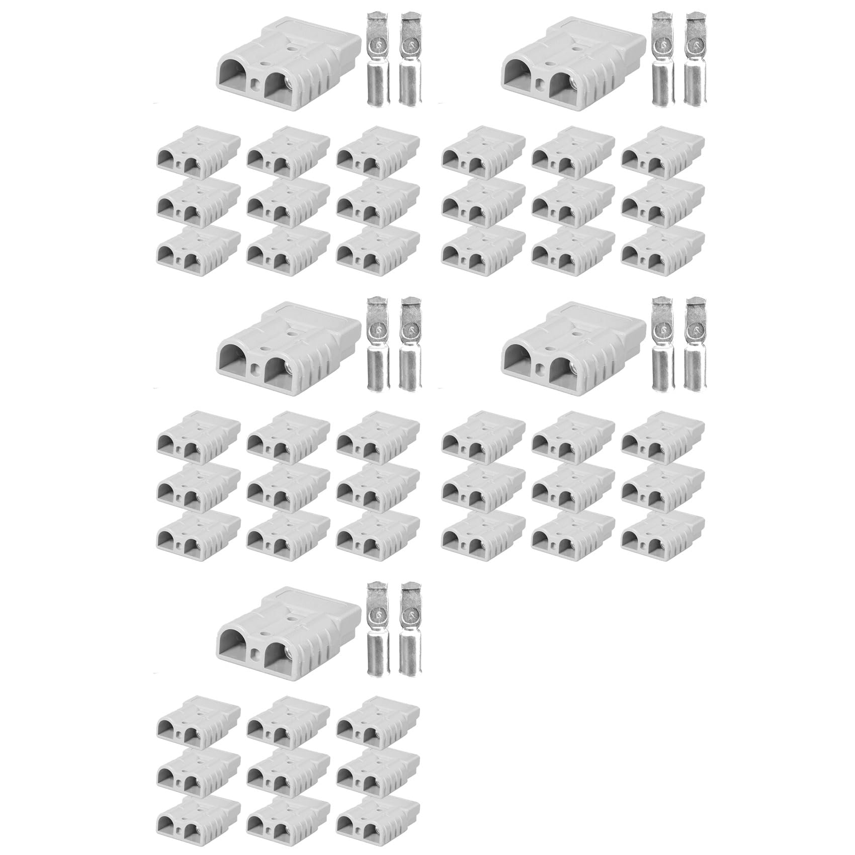 50Pcs for Style Plug Connectors DC Power Tool 50A 12-24V 6AWG Double Pole with Copper Contact Power Connectors