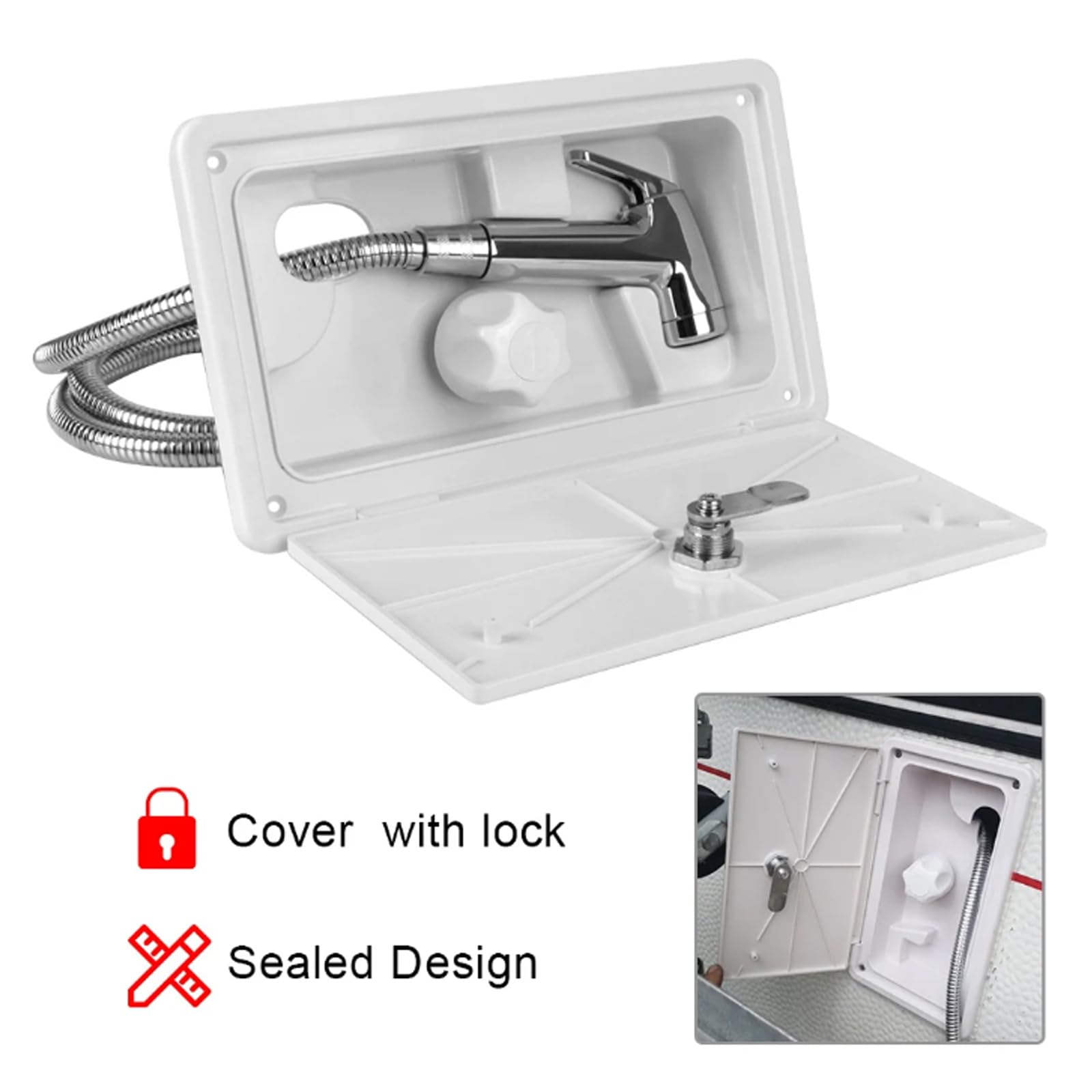 Akozon Outil De Douche RV Boîte De Douche Extérieure Interrupteur Froid