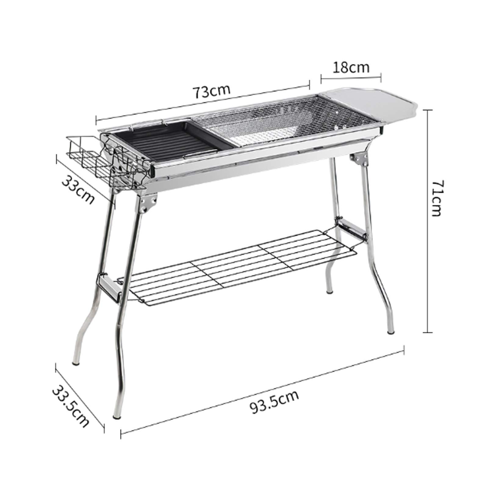 Barbecue Griglia a Carbone Griglie per barbecue pieghevoli inossidabile da esterno Picnic Barbecue Rack Grill Grill Stufa a carbonizzatore Accessori per picnic Adatto per 3-6 persone, argento Utensile