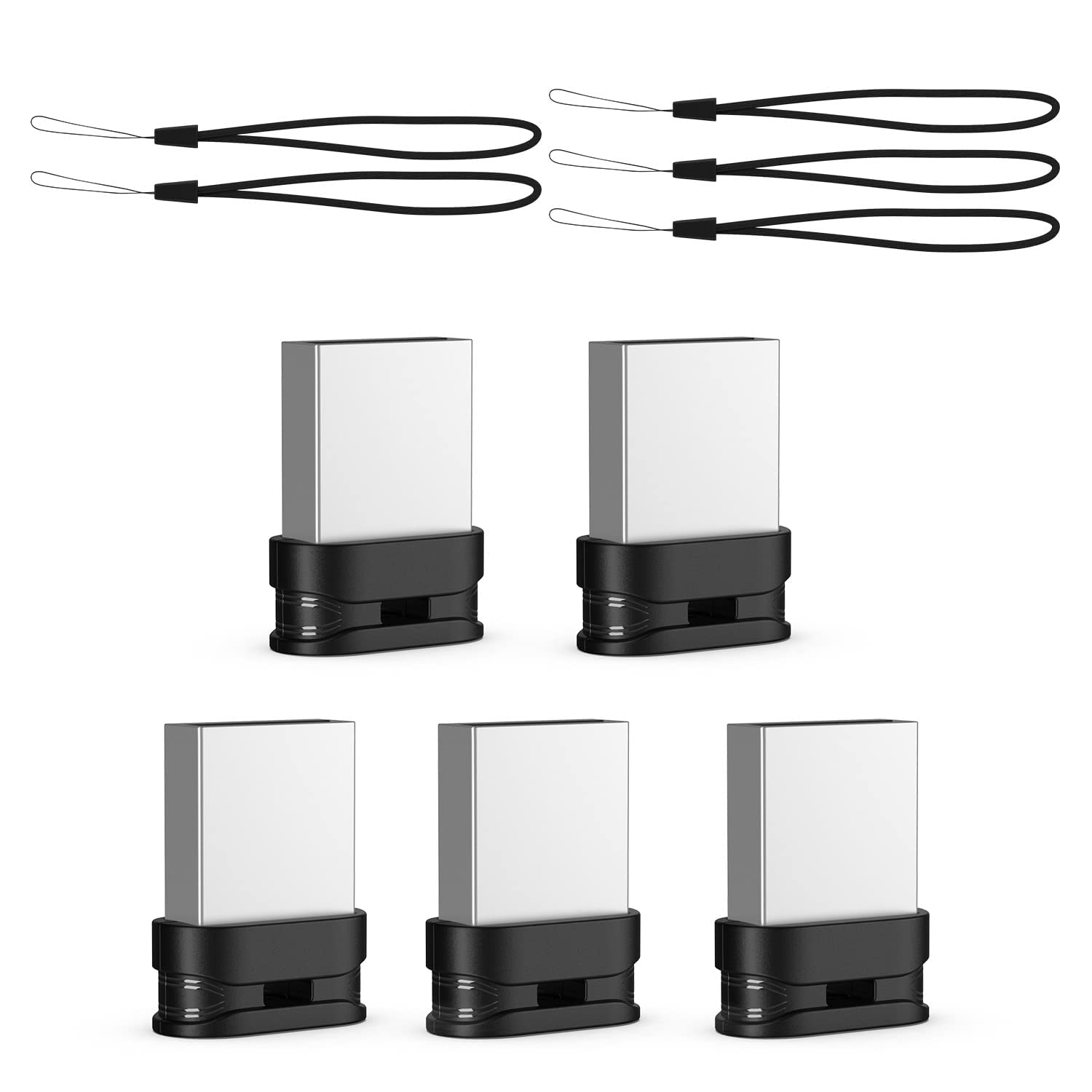 K&ZZ Memoria USB 2.0 de 16 GB, unidad de pulgar de perfil bajo, paquete de 5 unidades flash mini con cordón, unidad de salto con cremallera