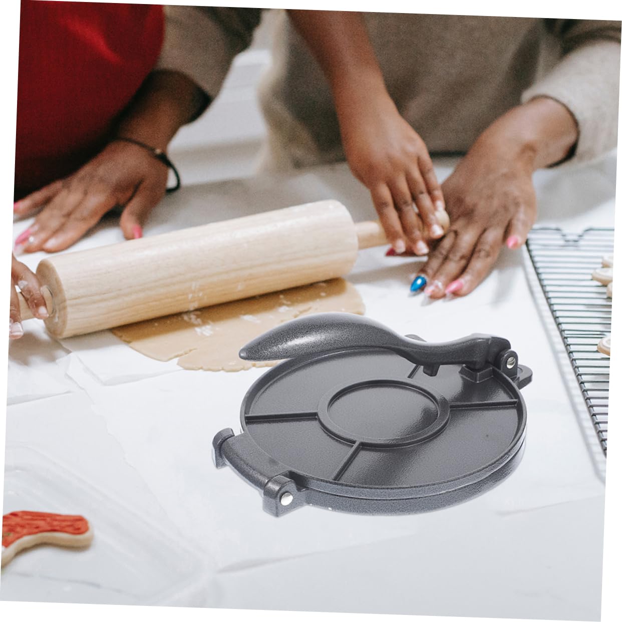 IMIKEYA Pressa Mattarello Nero per e Resistente Tortilla All'usura Alluminio in senza Bisogno di Farina e Impasto di Mais, per Uso Domestico e Professionale