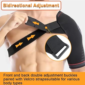 Shoulder Support Brace for Men,1 PC Rotator Cuff Shoulder Support Brace, Adjustable Shoulder Brace for Both shoulders Pain Relief, Dislocated AC Joint Sprain Soreness Tendinitis Arthritis (Black)