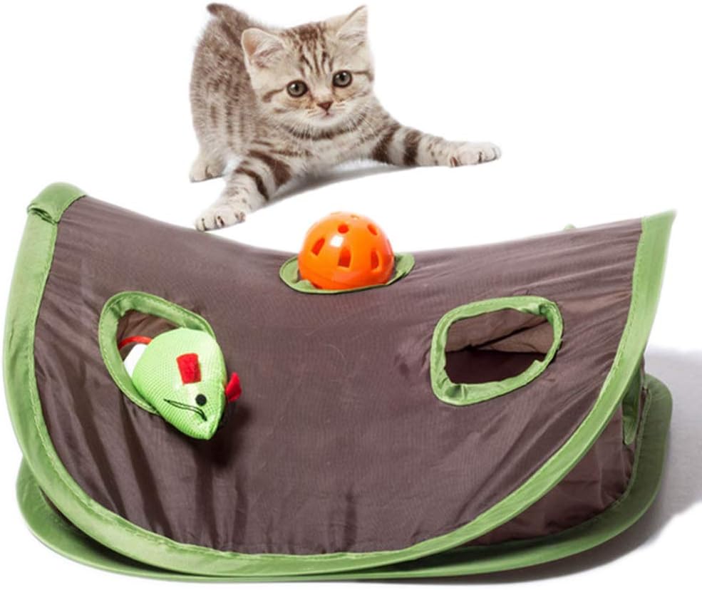 Cat Toy Pop Open Mouse Hunt with Bell Ball Interative Toy 9 Holes Foldable Hide and Seek Game for Multiple Cats Indoor Outdoor Kitty